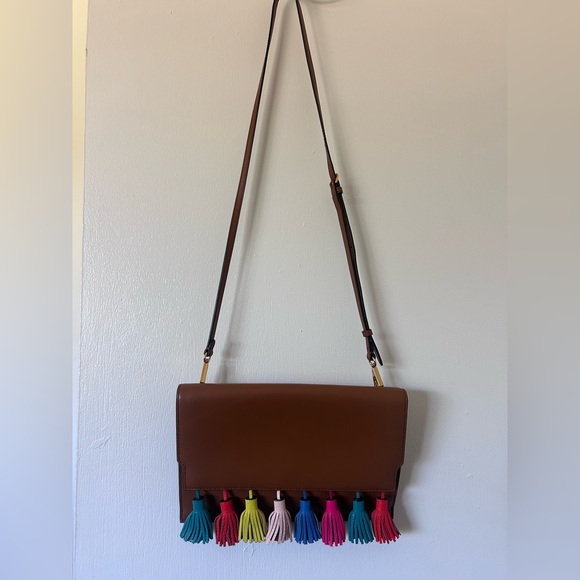 Rebecca Minkoff Brown Crossbody Bag with Colorful Tassels - Picture 2 of 7